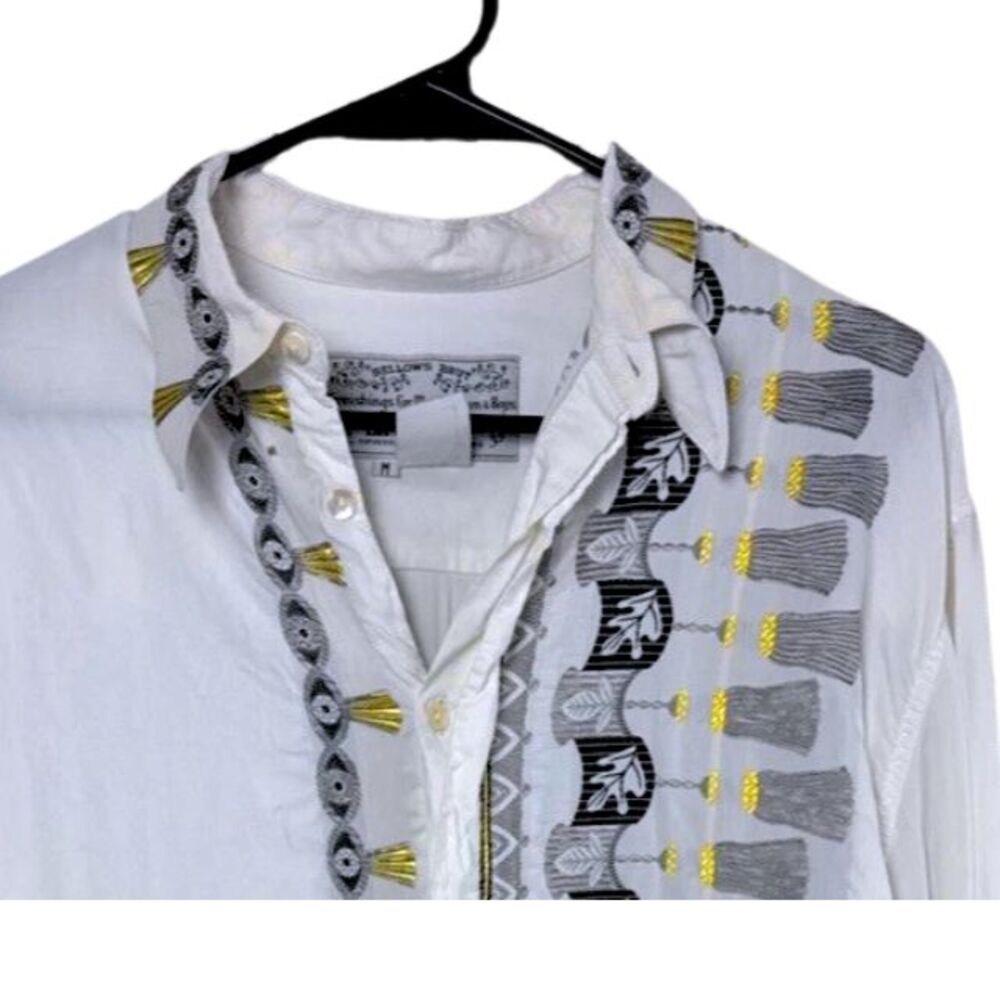 Vintage Bellows Brut Le Garage Paris Button Up Shirt Mens Embroidered M - Picture 3 of 8